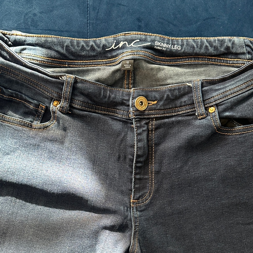 INC International Concepts Women's Dark Blue Denim Stretch Skinny Jeans